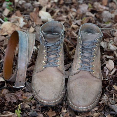 View photo of Viberg Service Boot in Maryam Light Grey Horsebutt