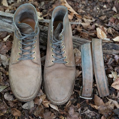 View photo of Viberg Service Boot in Maryam Light Grey Horsebutt