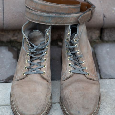 View photo of Viberg Service Boot in Maryam Light Grey Horsebutt