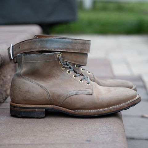 View photo of Viberg Service Boot in Maryam Light Grey Horsebutt