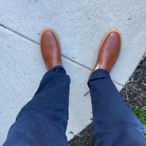 View photo of Viberg Slipper in C.F. Stead Dark Snuff Regency Calf