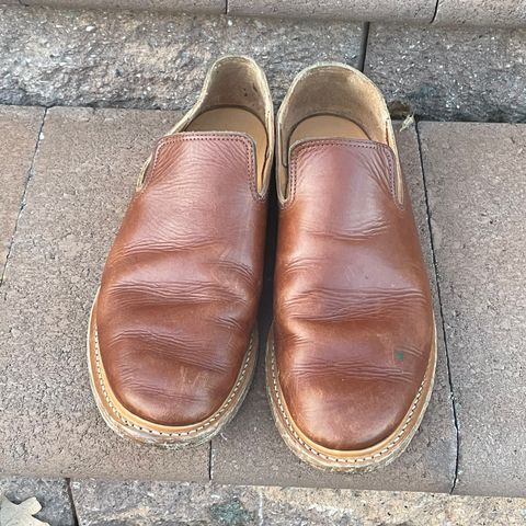 View photo of Viberg Slipper in C.F. Stead Dark Snuff Regency Calf