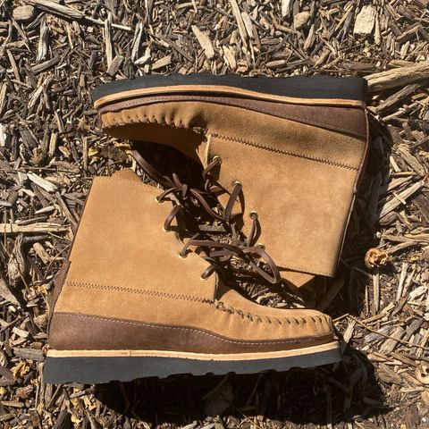 Fish Creek Moccasin Hardsole Boot in Khaki Suede