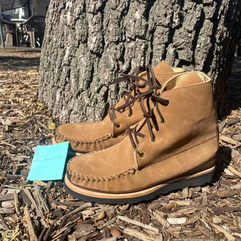 Fish Creek Moccasin Hardsole Boot in Khaki Suede