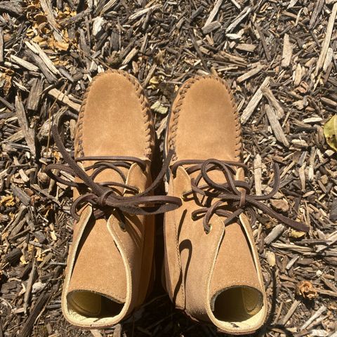 Fish Creek Moccasin Hardsole Boot in Khaki Suede