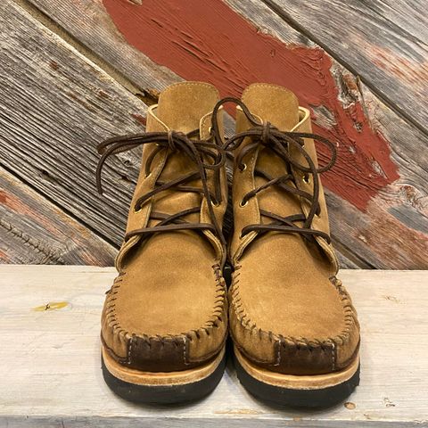 Fish Creek Moccasin Hardsole Boot in Khaki Suede