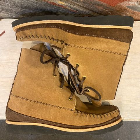 Fish Creek Moccasin Hardsole Boot in Khaki Suede
