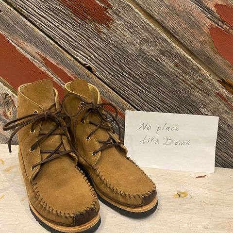 Fish Creek Moccasin Hardsole Boot in Khaki Suede