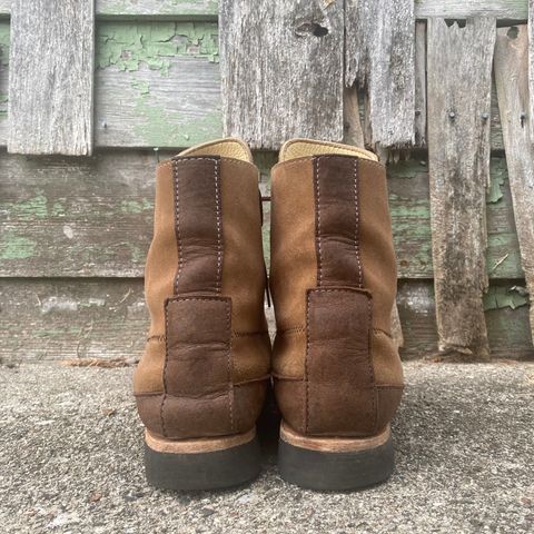 Fish Creek Moccasin Hardsole Boot in Khaki Suede