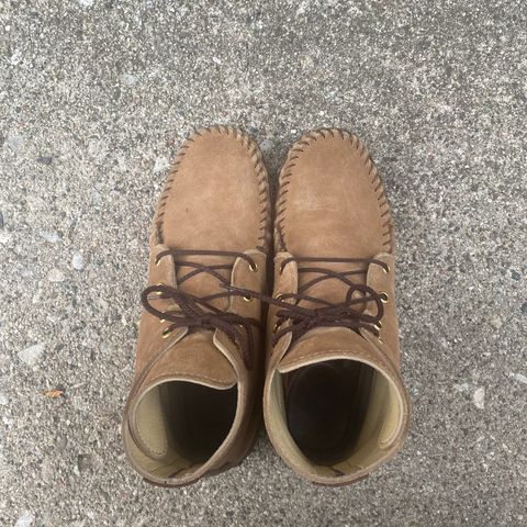 Fish Creek Moccasin Hardsole Boot in Khaki Suede
