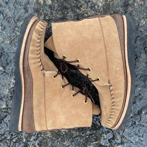 Fish Creek Moccasin Hardsole Boot in Khaki Suede