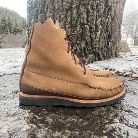 Fish Creek Moccasin Hardsole Boot in Khaki Suede