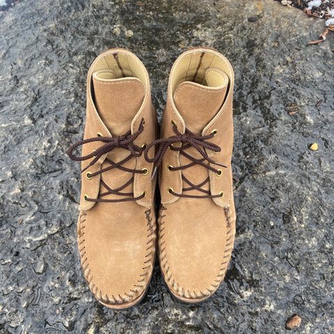 Fish Creek Moccasin Hardsole Boot in Khaki Suede