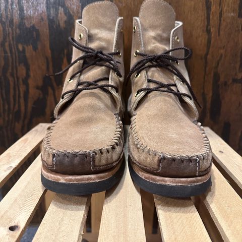 Fish Creek Moccasin Hardsole Boot in Khaki Suede