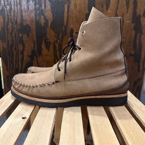 Fish Creek Moccasin Hardsole Boot in Khaki Suede