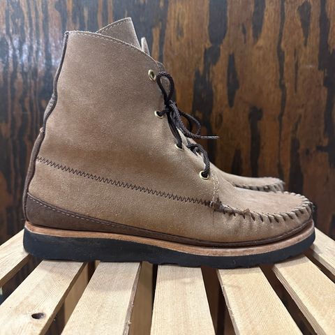 Fish Creek Moccasin Hardsole Boot in Khaki Suede