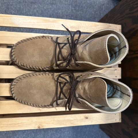 Fish Creek Moccasin Hardsole Boot in Khaki Suede
