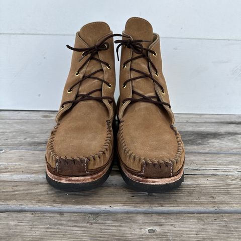 Fish Creek Moccasin Hardsole Boot in Khaki Suede