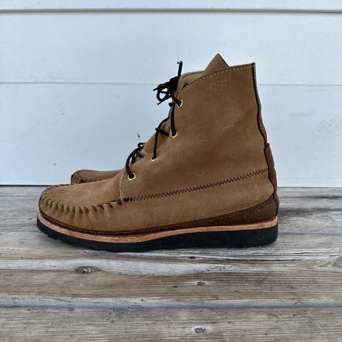 Fish Creek Moccasin Hardsole Boot in Khaki Suede