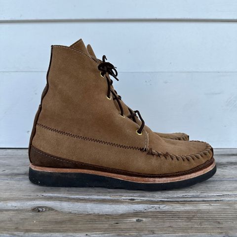 Fish Creek Moccasin Hardsole Boot in Khaki Suede