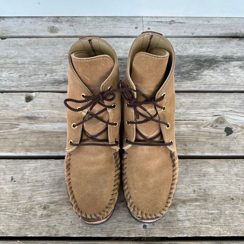 Fish Creek Moccasin Hardsole Boot in Khaki Suede