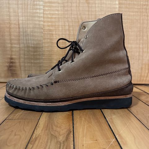 Fish Creek Moccasin Hardsole Boot in Khaki Suede