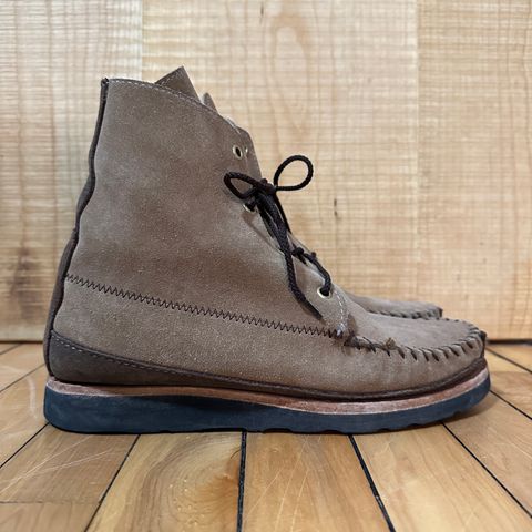 Fish Creek Moccasin Hardsole Boot in Khaki Suede