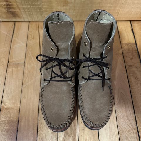 Fish Creek Moccasin Hardsole Boot in Khaki Suede