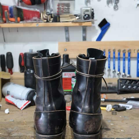 View photo of Rolling Dub Trio Griffin 8.5" Plain Toe Boots in Maryam Black Horsebutt