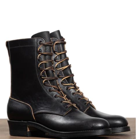 Rolling Dub Trio Griffin 8.5" Plain Toe Boots in Maryam Black Horsebutt