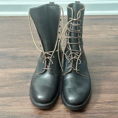 Rolling Dub Trio Griffin 8.5" Plain Toe Boots in Maryam Black Horsebutt