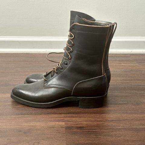 Rolling Dub Trio Griffin 8.5" Plain Toe Boots in Maryam Black Horsebutt
