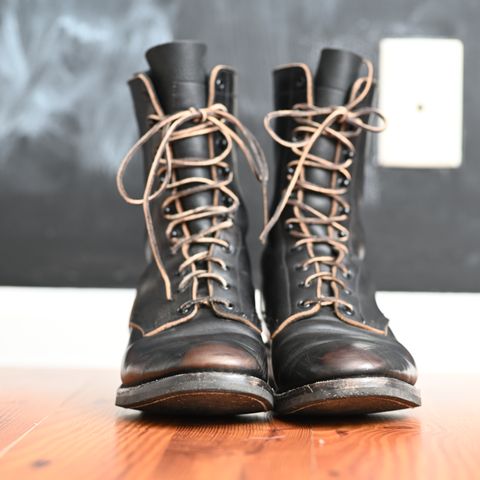 Rolling Dub Trio Griffin 8.5" Plain Toe Boots in Maryam Black Horsebutt