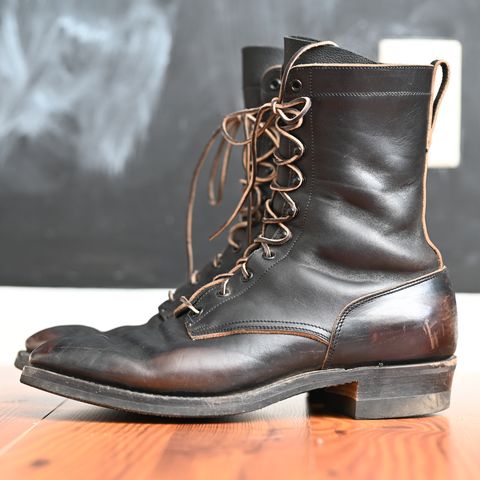Rolling Dub Trio Griffin 8.5" Plain Toe Boots in Maryam Black Horsebutt