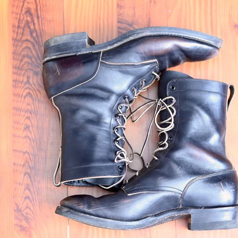 Rolling Dub Trio Griffin 8.5" Plain Toe Boots in Maryam Black Horsebutt
