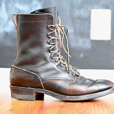 Rolling Dub Trio Griffin 8.5" Plain Toe Boots in Maryam Black Horsebutt