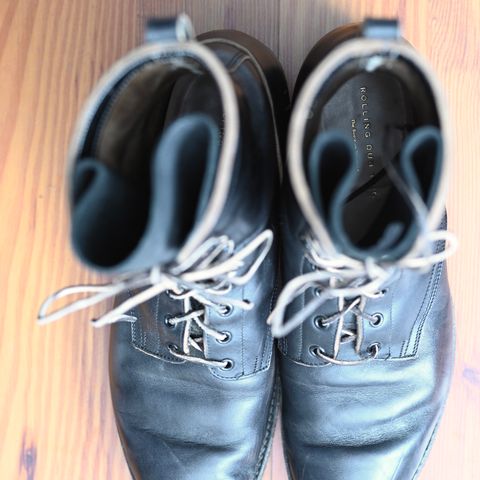 Rolling Dub Trio Griffin 8.5" Plain Toe Boots in Maryam Black Horsebutt