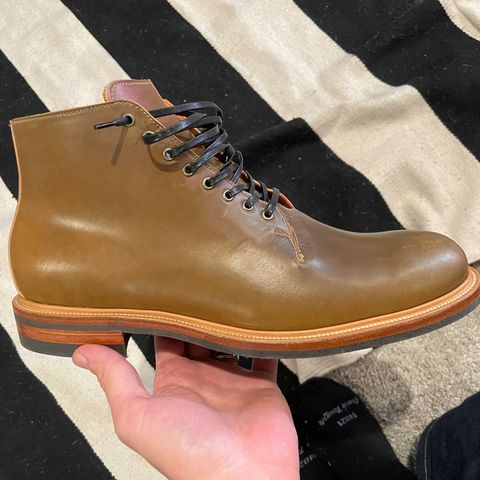 Viberg Wholecut Derby Boot in Horween Calvados Shell Cordovan