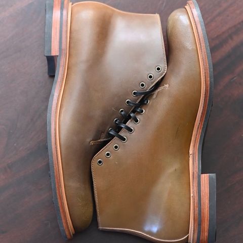 Viberg Wholecut Derby Boot in Horween Calvados Shell Cordovan