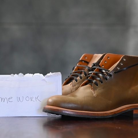 Viberg Wholecut Derby Boot in Horween Calvados Shell Cordovan
