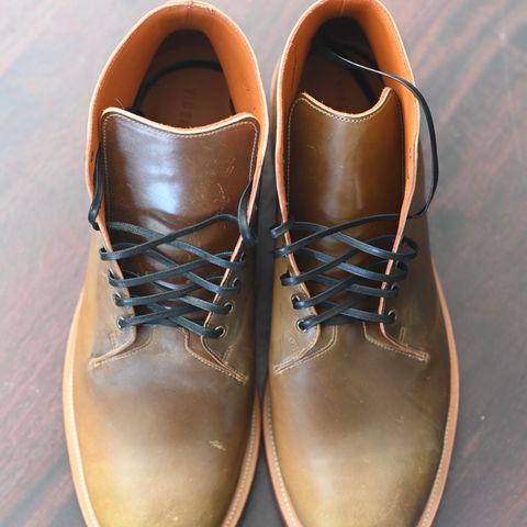 Viberg Wholecut Derby Boot in Horween Calvados Shell Cordovan