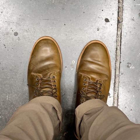 Viberg Wholecut Derby Boot in Horween Calvados Shell Cordovan