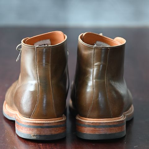 Viberg Wholecut Derby Boot in Horween Calvados Shell Cordovan