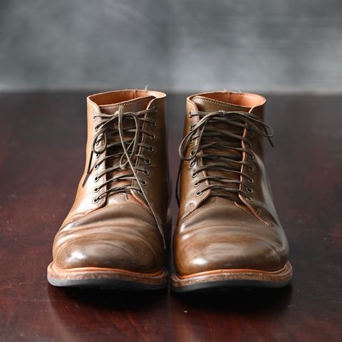 Viberg Wholecut Derby Boot in Horween Calvados Shell Cordovan