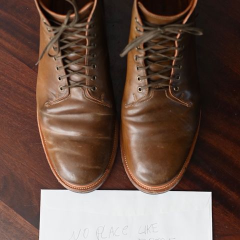 Viberg Wholecut Derby Boot in Horween Calvados Shell Cordovan