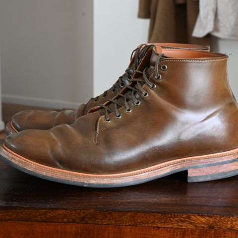 Viberg Wholecut Derby Boot in Horween Calvados Shell Cordovan
