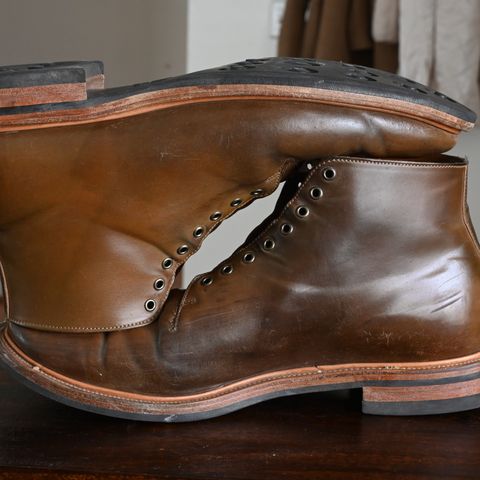 Viberg Wholecut Derby Boot in Horween Calvados Shell Cordovan
