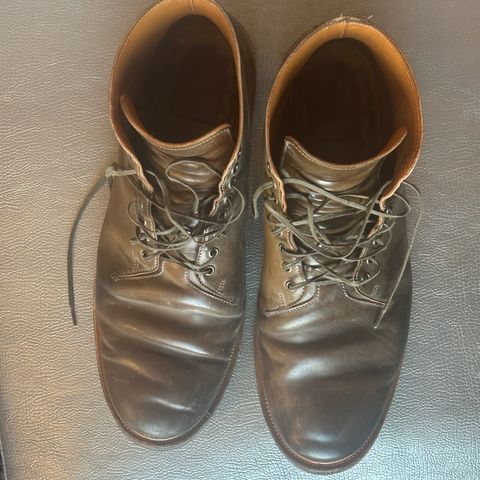 View photo of Viberg Wholecut Derby Boot in Horween Calvados Shell Cordovan