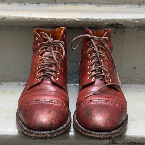 Grant Stone Garrison Boot in Gallun Red Waxed Deer