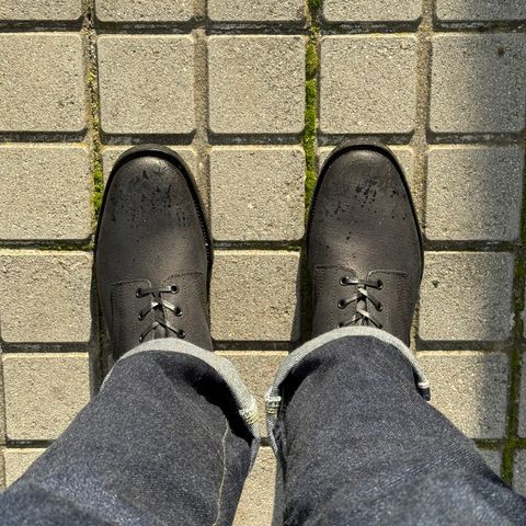 View photo of Clinch Yeager Boots in Degermann Black Gustave Cowhide